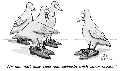 "No one will ever take you seriously with those tassels."