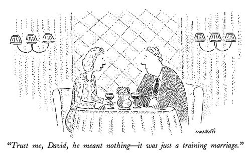 "Trust me, David, he meant nothing - it was just a training marriage."