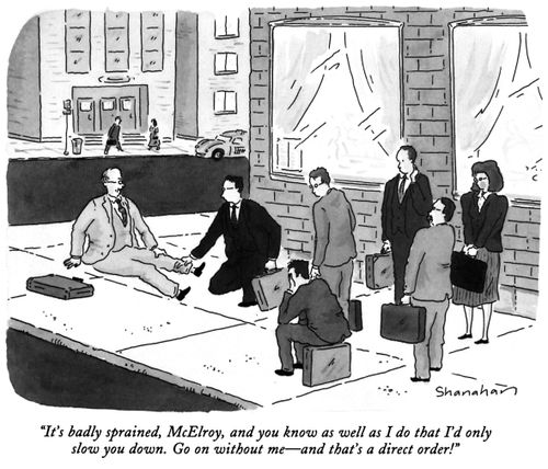 "It's badly sprained, McElroy, and you know as well as I do that I'd only slow you down. Go on without me—and that's a direct order!"