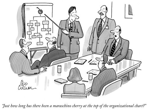 "Just how long has there been a maraschino cherry at the top of the organizational chart?"