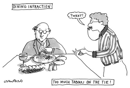 Dining Infraction, Too Much Tabouli on the Tie!