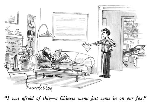 "I was afraid of this - a Chinese menu just came in on our fax."