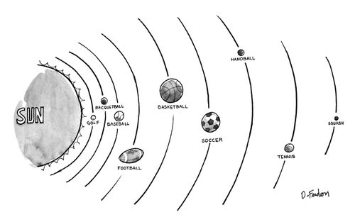 The solar system is replaced by sports balls.