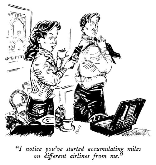 "I notice you've started accumulating miles on different airlines from me."