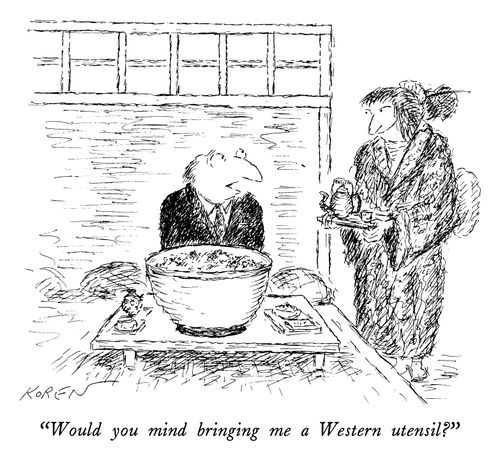 "Would you mind bringing me a Western utensil?"