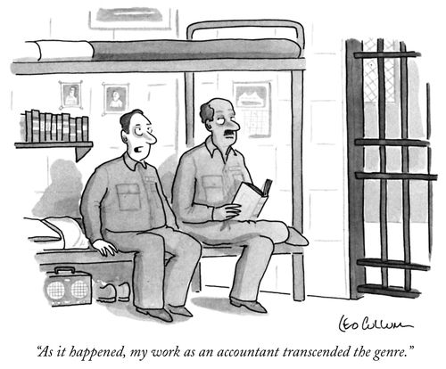 "As it happened, my work as an accountant transcended the genre."