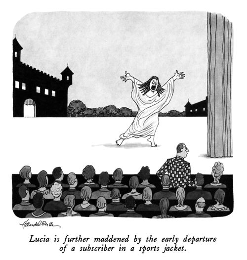 Lucia is further maddened by the early departure of a subscriber in a sports jacket.