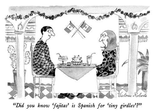 "Did you know 'fajitas' is Spanish for 'tiny girdles'?"
