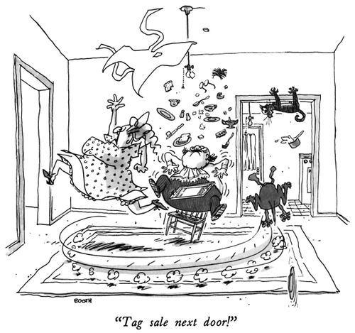 "Tag sale next door!"