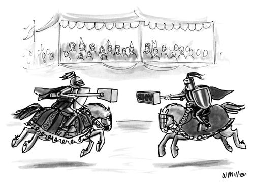 Knights Jousting with "Void" rubber stamps.
