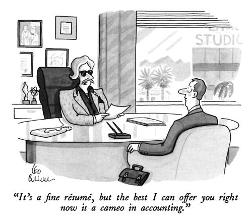 "It's a fine résumé, but the best I can offer you right now is a cameo in accounting."