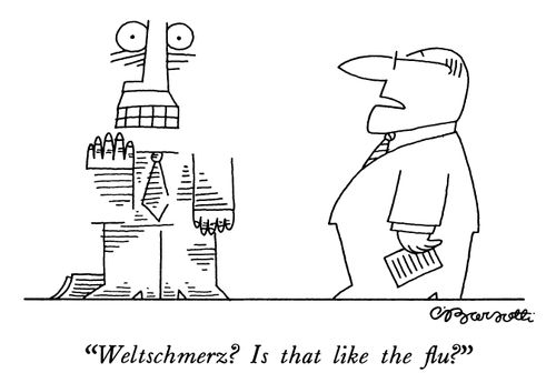 "Weltschmerz? Is that like the flu?"