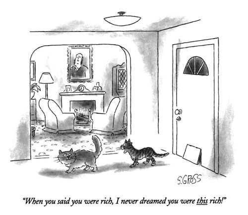 "When you said you were rich, I never dreamed you were this rich!"