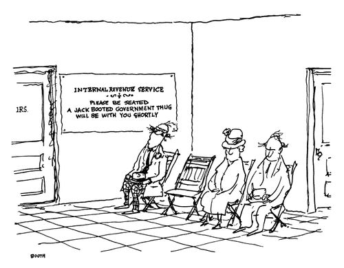 Please be seated. A jack booted government thug will be with you shortly.