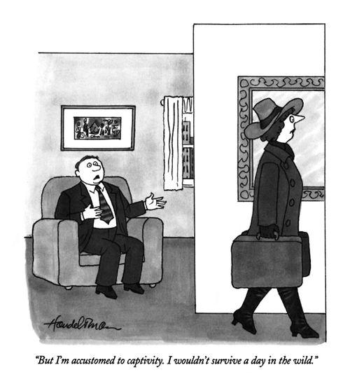 "But I'm accustomed to captivity. I wouldn't survive a day in the wild."