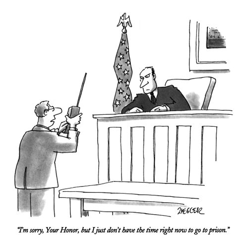 "I'm sorry, Your Honor, but I just don't have the time right now to go to prison."
