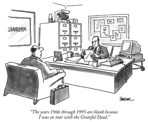 "The years 1966 through 1995 are blank because I was on tour with the Grateful Dead."