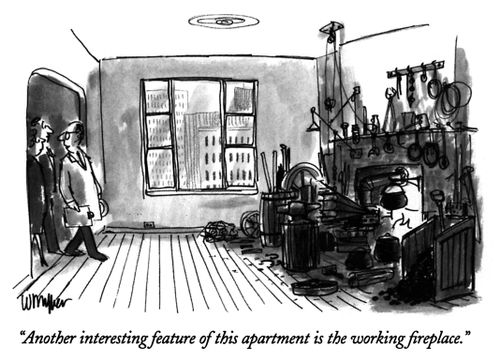 "Another interesting feature of this apartment is the working fireplace."