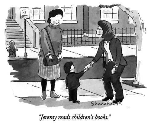 "Jeremy reads children's books."