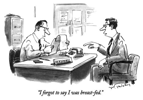 "I forgot to say I was breast-fed."