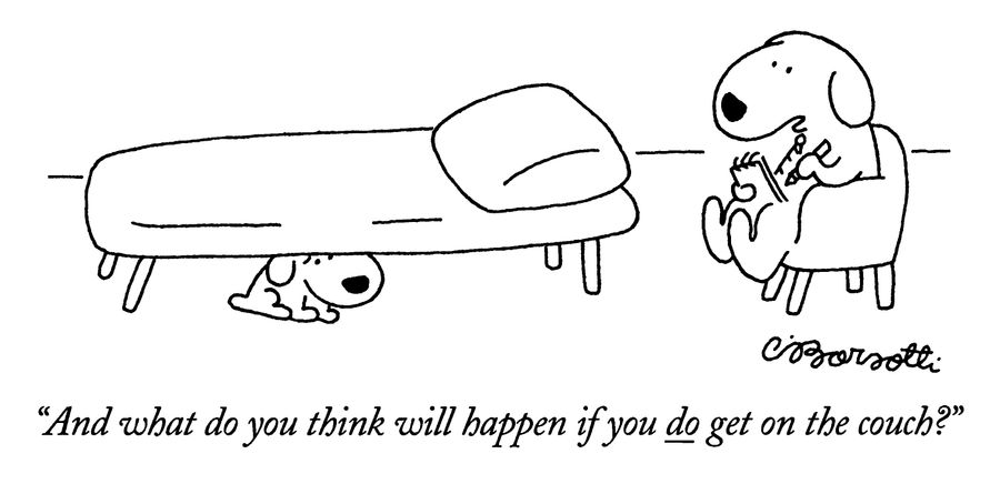 "And what do you think will happen if you do get on the couch?"