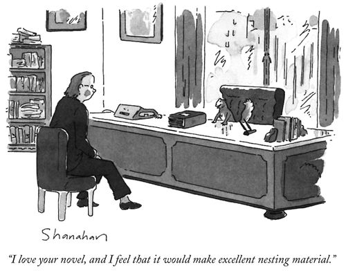 "I love your novel, and I feel that it would make excellent nesting material."