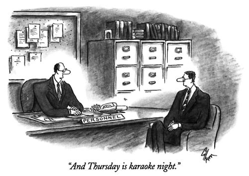 "And Thursday is karaoke night."