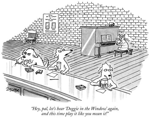 "Hey, pal, let's hear 'Doggie in the Window' again, and this time play it like you mean it!"