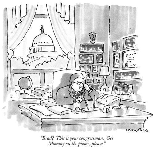 "Brad? This is your congressman. Get Mommy on the phone, please."