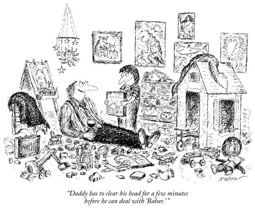 "Daddy has to clear his head for a few minutes before he can deal with 'Babar'."