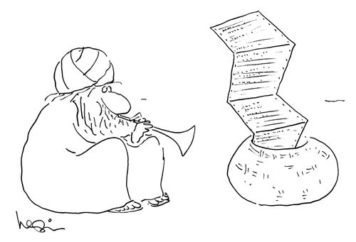 A snake charmer charms listing paper
