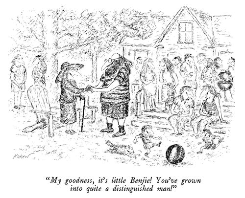"My goodness, it's little Benjie! You've grown into quite a distinguished man!"