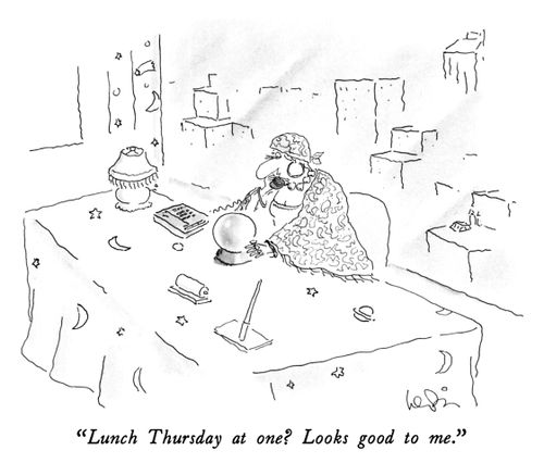 "Lunch Thursday at one? Looks good to me."