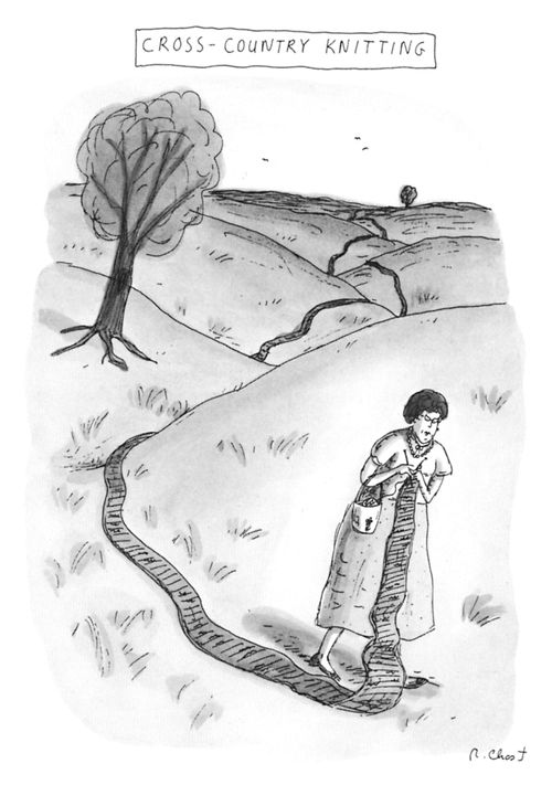 Cross-country knitting.