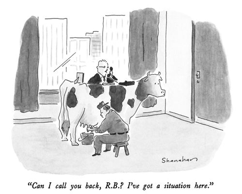 "Can I call you back? I've got a situation here."