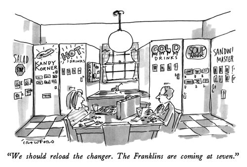 "We should reload the changer. The Franklins are coming at seven."