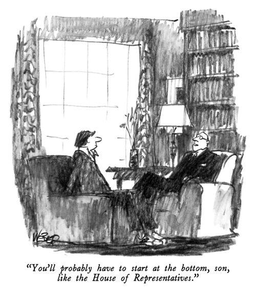 "You'll probably have to start at the bottom, son, like the House of Representatives."