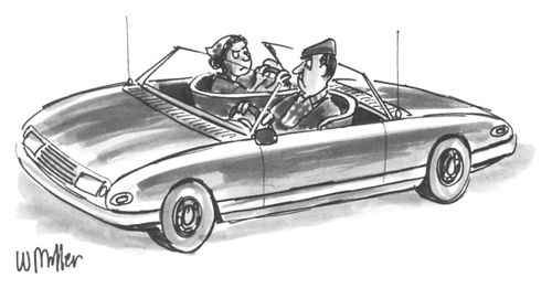 Couple trying to drive in different directions.