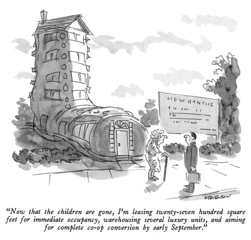 "Now that the children are gone, I'm leasing twenty-seven hundred square feet for immediate occupancy, warehousing several luxury units, and aiming for complete co-op conversion by early September."