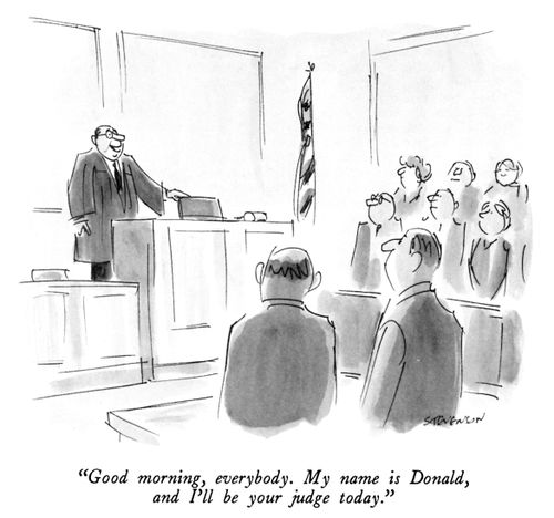"Good morning, everybody. My name is Donald, and I'll be your judge today."