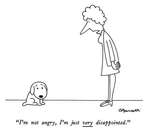 "I'm not angry, I'm just very disappointed."