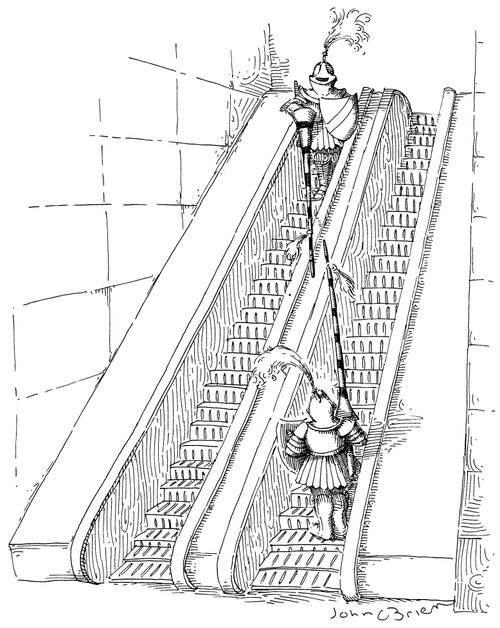 Escalator joust.