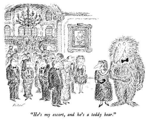 "He's my escort, and he's a teddy bear."