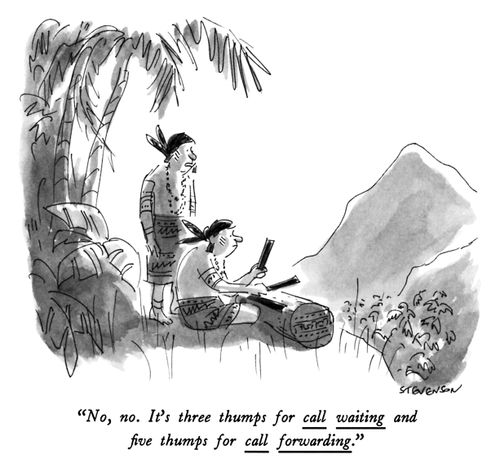 "No, no. It's three thumps for call waiting and ﬁve thumps for call forwarding."