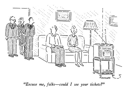 "Excuse me, folks - could I see your tickets?"