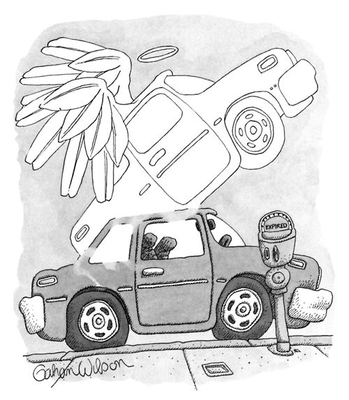 A car's soul escapes as it expires at the meter.
