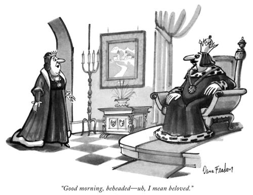 "Good morning, beheaded—uh, I mean beloved."