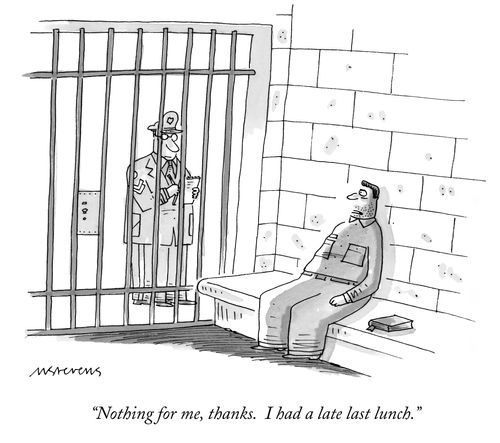 "Nothing for me, thanks. I had a late last lunch."