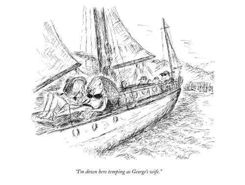 "I'm down here temping as George's wife."