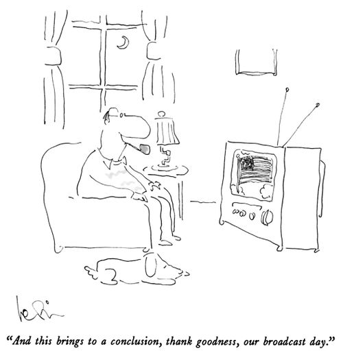 "And this brings to a conclusion, thank goodness, our broadcast day."